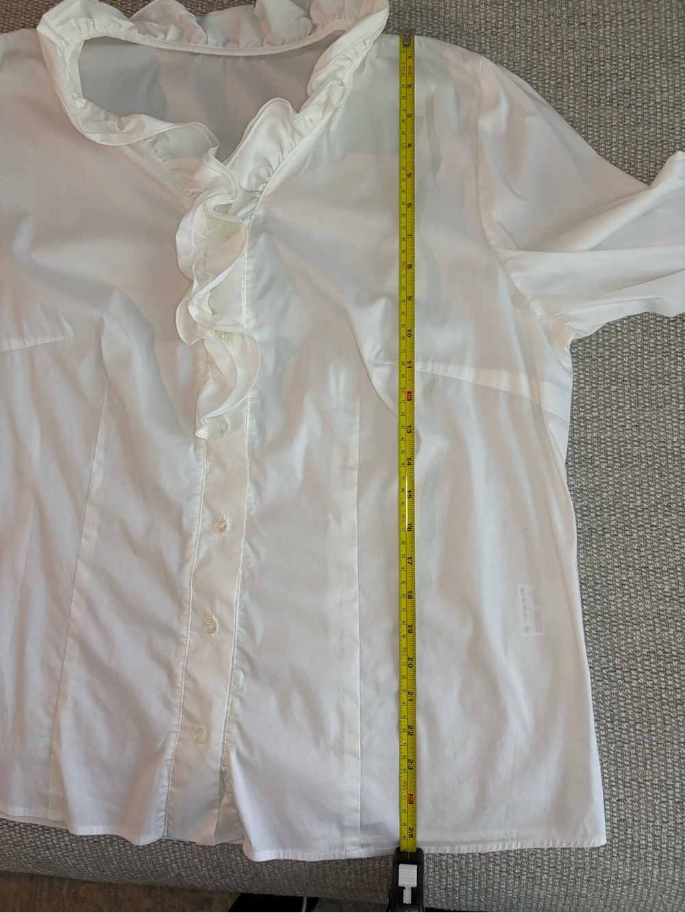 Basler White Ruffle V-Neck Button-Front Blouse - Picture 7 of 7